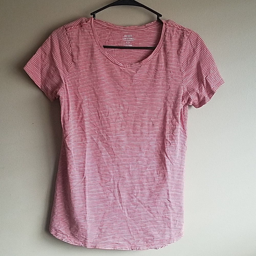 Pink/White Striped Short Sleeve Shirt
